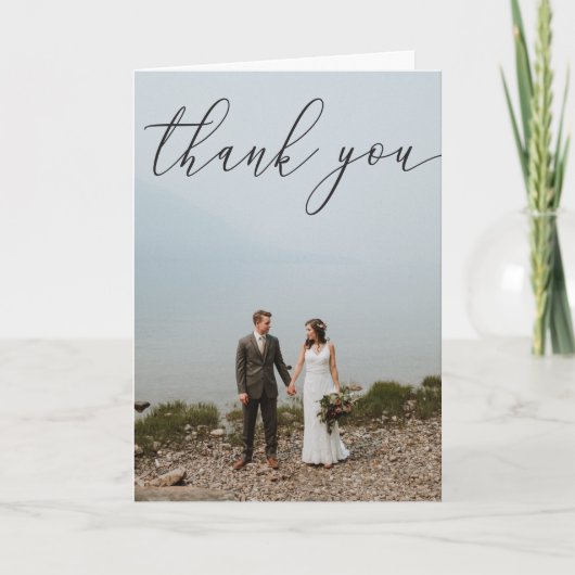 Handschrift Foto Hochzeit geklappt Danke Karte (Vorderseite)