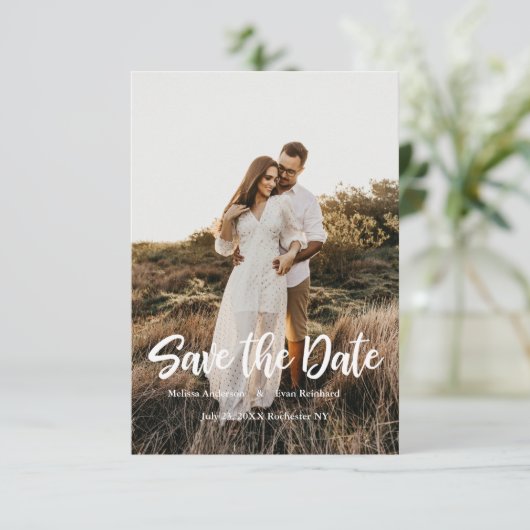 Handschrift Foto Save the Date (Stehend Vorderseite)