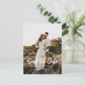 Handschrift Foto Save the Date Ankündigungspostkarte (Stehend Vorderseite)