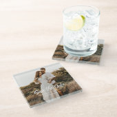 Handschrift Foto Save the Date Glasuntersetzer (Schrägansicht)