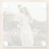 Handschrift Foto Save the Date Glasuntersetzer (Rückseite)