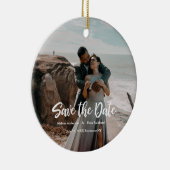 Handschrift Foto Save the Date Keramik Ornament (Rechts)