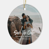 Handschrift Foto Save the Date Keramik Ornament (Links)