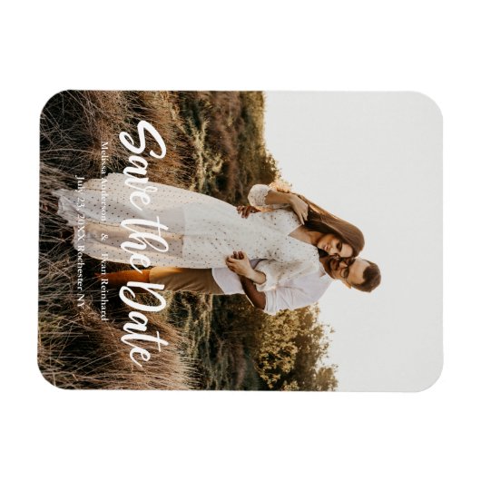 Handschrift Foto Save the Date Magnet (Horizontal)