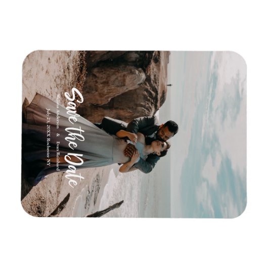 Handschrift Foto Save the Date Magnet (Horizontal)