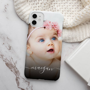 Handschrift für personalisiertes Baby-Foto iPhone 15 Plus Hülle