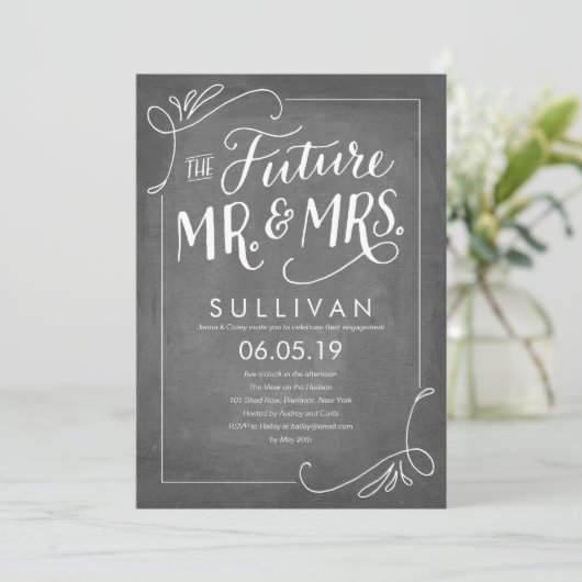 Handschrift "Future Verlobung Chalkboard" Einladung (Stehend Vorderseite)