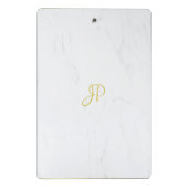 Handschrift Gold Monogram Beruflich Coole Marmor Mini Klemmbrett (Rückseite)