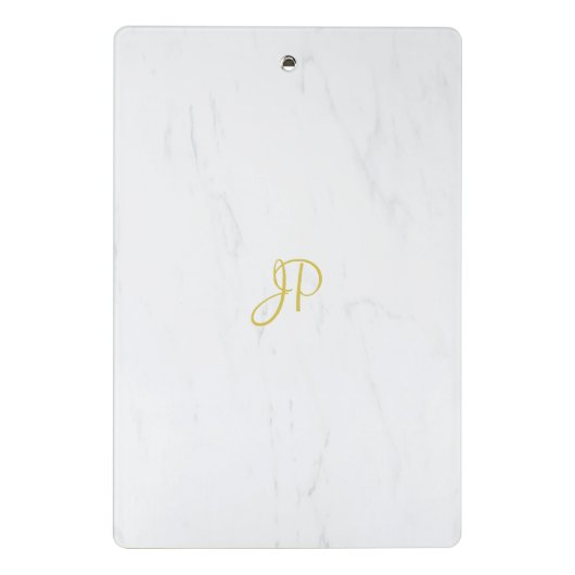 Handschrift Gold Monogram Beruflich Coole Marmor Mini Klemmbrett (Rückseite)