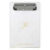 Handschrift Gold Monogram Beruflich Coole Marmor Mini Klemmbrett (Vorderseite)