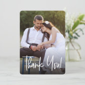 Handschrift Hochzeit einfache, maßgeschneiderte Fo Dankeskarte (Stehend Vorderseite)