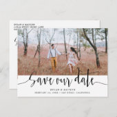 Handschrift | Hochzeit Rette unsere Datumspostkart Ankündigungspostkarte (Vorne/Hinten)