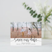 Handschrift | Hochzeit Rette unsere Datumspostkart Ankündigungspostkarte (Stehend Vorderseite)