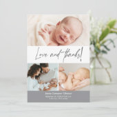 Handschrift Liebe & Dank Baby Dusche Fotos Dankeskarte (Stehend Vorderseite)