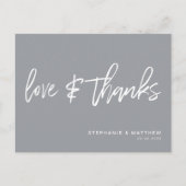 Handschrift Liebe dank modernem Grau Postkarte (Vorderseite)