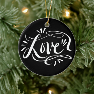 Handschrift LIEBE Weihnachtsbaumschmuck Keramik Ornament