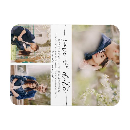 Handschrift mit Bildern | Datum speichern Magnet (Horizontal)