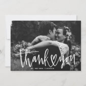 Handschrift mit Heart Landscape Foto Hochzeit Dankeskarte (Vorderseite)