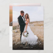 Handschrift mit Herz-Foto Hochzeit Dankeskarte (Vorne/Hinten)