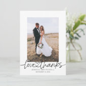 Handschrift mit Herz-Foto Hochzeit Dankeskarte (Stehend Vorderseite)