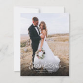 Handschrift mit Herz-Foto Hochzeit Dankeskarte (Vorderseite)