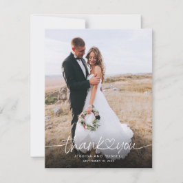 Handschrift mit Herz-Foto Hochzeit Dankeskarte