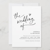 Handschrift mit modernem QR-Code für Heart Wedding Einladung (Vorderseite)