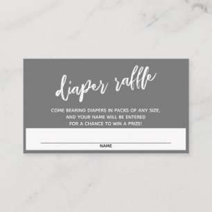 Handschrift Mittel Dunkelgrau Windel-Raffle-Ticket Begleitkarte