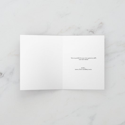 Handschrift Moderne Babydusche für Foto Dankeskarte (Innenseite)