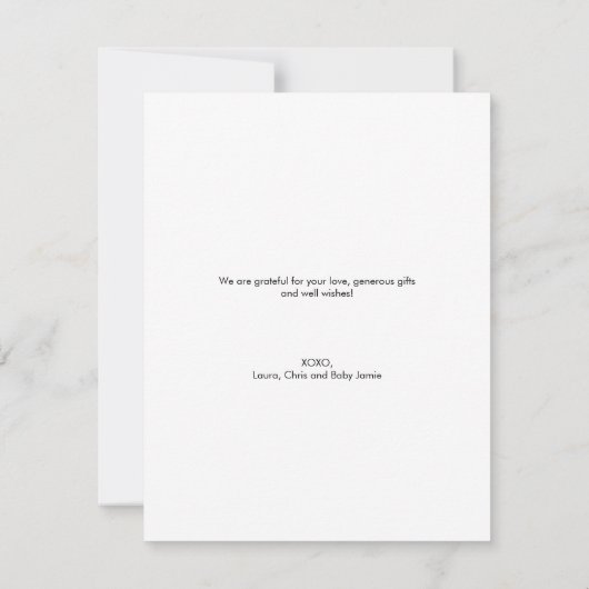 Handschrift Moderne Babydusche nach Kundenwunsch F Dankeskarte (Rückseite)