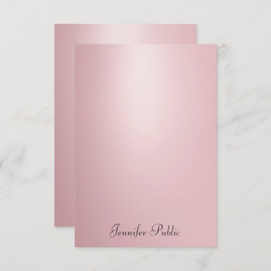 Handschrift Moderne elegante Rose Gold Template Mitteilungskarte (Vorne/Hinten)