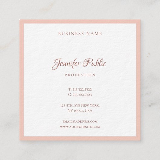 Handschrift Moderne Elegante Vorlage Premium Dick Quadratische Visitenkarte (Rückseite)