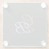 Handschrift moderne schlichte Monogramm minimalist Glasuntersetzer (Rückseite)