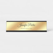 Handschrift Modernes Chic Gold gezeichnete Vorlage Schreibtischnamensplakette (Vorderseite )