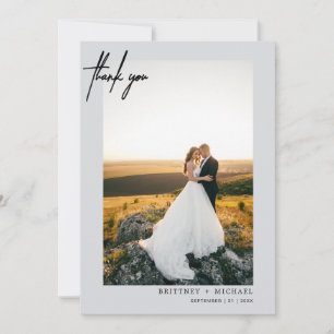 Handschrift Modernes einfaches Foto Grau Dankeskarte