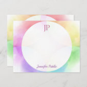 Handschrift Monogram Moderne Aquarellvorlage Mitteilungskarte (Vorne/Hinten)