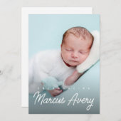 Handschrift Name Vertikales Foto Baby Boy Ankündigung (Vorne/Hinten)