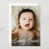 Handschrift Name Vertikales Foto Babydusche Dankeskarte (Vorne/Hinten)