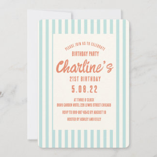 Handschrift Pastel Retro 21St Geburtstags-Party Einladung
