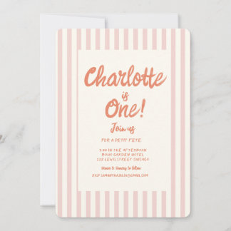Handschrift Rosa Pastell Retro Baby Geburtstag Einladung