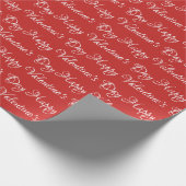 Handschrift rot-weiß Valentinstag Geschenkpapier (Ecke)