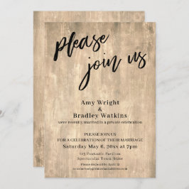 Handschrift, Rustikal bitte nur Empfang bei uns. Einladung