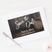 Handschrift Save the Date Brown-Holzfass Rechteckiger Aufkleber (Umschlag)