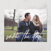 Handschrift Save the Date Modernes Foto Ankündigungspostkarte (Vorderseite)