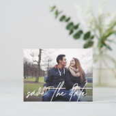 Handschrift Save the Date Modernes Foto Ankündigungspostkarte (Stehend Vorderseite)