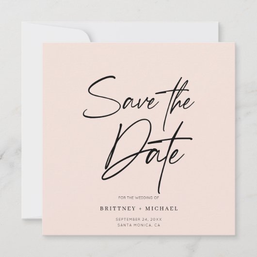 Handschrift Save the Date Rosa Einladung (Vorderseite)