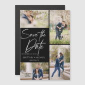 Handschrift Save the Date Schwarz Magnetkarte (Vorne/Hinten)