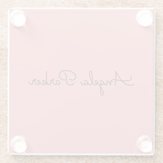 Handschrift Schlicht einfach rosa Beruflich modern Glasuntersetzer (Rückseite)