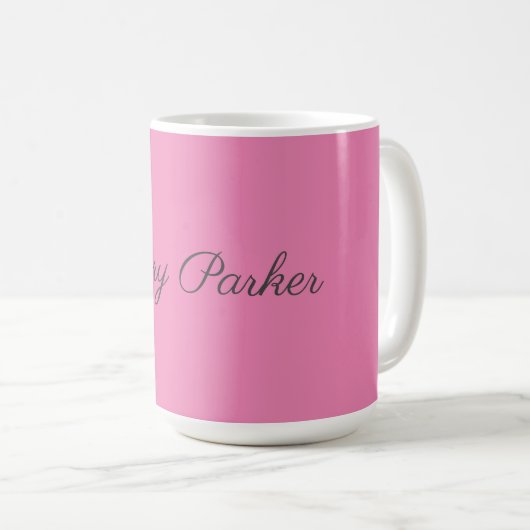Handschrift Schlicht Einfach rosa Beruflicher Name Kaffeetasse (VorderseiteRechts)