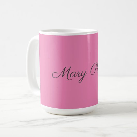 Handschrift Schlicht Einfach rosa Beruflicher Name Kaffeetasse (Vorderseite Links)